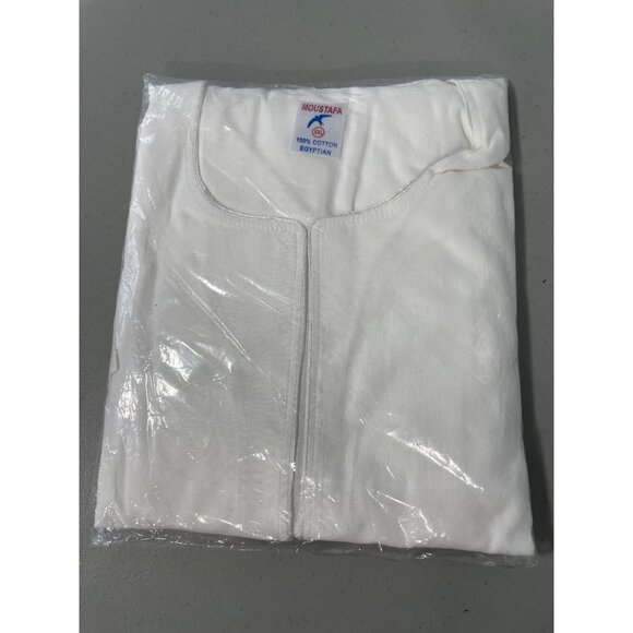 Moustafa Long Thobe Kaftan Size XXL Long Sleeve White Egyptian Cotton Breathable - Picture 3 of 6